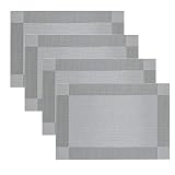 Famibay Mantelitos Individuales PVC Salvamanteles Individuales para Mesa Comedor Juego de 4 Lavables Resistente al Calor Gris Plateado Vintage Manteles Individuales Vinilo