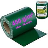 workingHOUSE ViewProtect Valla para el Jardín PVC de Primera Calidad - Rollo Aislante para Balcones y Jardines 50m x 19 cm 450gsm de Grosor, Incluye 40 Tiras de Sujeción (Verde)