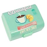 COM-FOUR Caja de desayuno vintage - Caja de almuerzo con 3 compartimentos - Caja de desayuno - Fiambreras para el colegio o trabajo, 17 x 13 x 10 cm (01 piezas -'Desayuno')