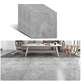 VEELIKE PVC Gris Cemento Impermeable Piso Adhesivo para Azulejos para Baño 30cm x 30cm Autoadhesivo a Prueba de Aceite Adhesivo para Azulejos de Pared de Cocina Vinilo Fácil de Limpiar 12 Piezas