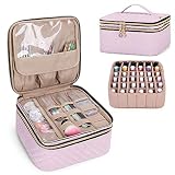 Yarwo Doble Capa Organizador Esmalte de Uñas, Sostiene 36 Botellas(15ml), Estuche Pintauñas y Aceesorios de Manicuras(SOLA BOLSA, DISEÑO PATENTADO), Rosa.