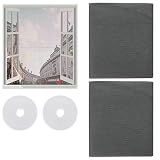 Mosquitera, HICOO Tela Mosquitera, Mosquiteras de Ventanas (1.5 * 2m) con Cinta Autoadhesiva (0.6 * 7m) - 2 Paquetes, Blanco, Gris, Negro