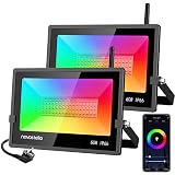 Novostella 60W Focos LED RGBW WiFi Inteligente 2 Piezas, Control de APP RGB 16 Millones Colores con 5000K Luz Blanca, Compatible con Alexa Google Assistant, IP66 Impermeable Luz de Escenario de Jardín