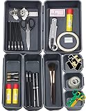 8 Piezas Organizador de Cajones Plástico, Bandejas Organizador Cajones para Escritorio Maquillaje Baño Cocina - 3 Tamaños, Gris Oscuro