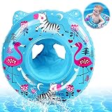 Anillo de Natación para Bebé,Anillo Flotador Bebe,Anillo de Natación Asient,Flotador Hinchable para bebé,Flotador Cuello Bebe,Inflable Flotador para Niños,Flotador Hinchable Ajustable (Azul-b)