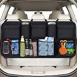 phixilin - Organizador para maletero de coche, bolsa de almacenamiento para coche con 9 bolsillos, fijación con velcro, impermeable, paño de Oxford para SUV/MVP, color negro (106 x 52 cm)