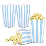 VAINECHAY 12PCS Cajas de palomitas Carton Maíz Caja Papel Pequeña Dulces Papas Fritas Fiesta Cumpleaños para Niños Caja Regalo Comida Bocadillos Titulares Contenedor Onda Dorada Azul