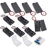GTIWUNG 5Pcs Portapilas con Cables de Interruptor, 3V AA Caja de Batería de Plástico con ON/Off, 5Pcs 2AA Caja de Pila, Caja de batería con Cable, 2Pcs Caja de Almacenamiento para Baterías