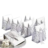 JZK 50 Plata favores Cajas Regalo Bombones para Boda Baby Shower cumpleaños Bautizo graduación Navidad comunión Partido