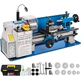 VEVOR 50-2500PRM Mini Torno Metal 17.78 x 35.56 cm Torno Metal Pequeño para Taladrado 40 kg Micro Metal Fresadora 550W Máquina de Torno 12-52 T.P.I Mini Metal Torno Velocidad Variable