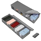 Bolsa de Almacenamiento Debajo de la Cama,Cajas Almacenaje Ropa con ventanas y cremalleras, 2 Piezas Plegable Debajo de la Cama Organizador para camisas mantas ropa de cama
