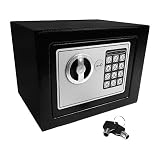 Hyfive Caja Fuerte de Seguridad electrónica con Teclado y Cerradura para Llave, Tornillos de Anclaje y Pilas Incluidas