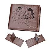 Cartera Personalizada con Foto Tallada, Color de Contraste Informal, Cartera Horizontal para Hombre, Regalo del día del Padre (marrón)