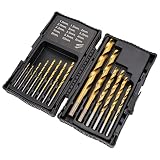 Amazon Basics Juego de brocas de HSS para metal, madera y plástico, 14 piezas, 1,5 - 10 mm