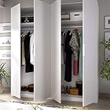 HABITMOBEL Armario Juvenil 4 Puertas abatibles 180cm de Ancho Alto 204cm Blanco Brillo
