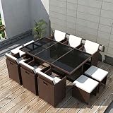 Tidyard Conjunto Muebles de Jardín de Ratán 27 Piezas con Taburetes Sofa Jardin Exterior Sofas Exterior Ratan Conjunto Jardin para Jardín Terraza Patio en Poli Ratán Marrón