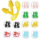 Tapones para Oídos de Silicona,12 Pares Reutilizables Tapones de Reducir Ruidos,NataciónTapones para Los Oídos para Dormir,6 Colores Variados con Caja,para Ruidos Protección Auditiva