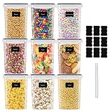 Tarros grandes de 2L Juego de 9 tarros de cereales Caja de almacenamiento de cocina Recipiente hermético hecho de plástico con tapa Tarros grandes