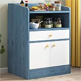 Hogar De pie Aparador Restaurante de la Esquina Inicio Mueble de la Sala Dormitorio Ensamble multifunción Estante de la Cocina Estante de Almacenamiento 51X30X80cm (Color : Blue Pine)