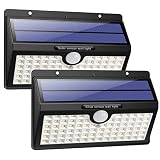 HETP Luz Solar/Foco Solar Exterior LED con Sensor de Movimiento Iluminación de Seguridad 2 Piezas Luces Solares/Lámpara Solar Exterior Inalámbrico Impermeable para Jardín, Garaje, Camino