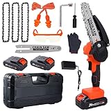 Mini Motosierra Bateria de Mano 6 Pulgadas Podadora Sierra Podar Electrica Mini Motosierra de Poda Eléctrica Pequeña Motosierras Pequeñas de Cadena Portatil para Arboles Madera y Corta Ramas