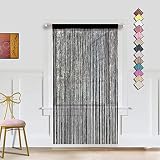 HSYLYM String Door Cortina Decoraciones para Ventanas Divisor de Habitaciones Decoraciones para Habitaciones Cortina Individual para Ventana W90xL200cm Negro