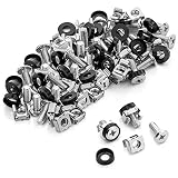 deleyCON 50x Juego de Tuercas Enjauladas M6 y Tornillos para Armario de Red Carcasa del Servidor 19 y 10 Pulgadas Montaje Juego - Plata