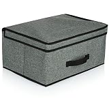com-four Caja de Almacenamiento con Tapa - Caja Plegable para Almacenamiento - Caja Plegable con Tapa y asa para guardarropa, Ropa, Libros, Juguetes