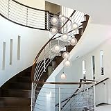 Gweat 10 bolas, moderno, simple, espiral, escalera, araña, luz transparente, sombra, bolas de techo, lámpara de burbujas de vidrio, lámparas colgantes grandes para sala de estar, pasillo 40 × 200 CM