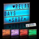 Relaxdays Caja de Luz Led con 85 Letras y Símbolos Cambio de Color, Blanco, 22 X 30 X 4,5 cm