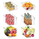 Cozywind Juego de 6 Cajas Organizadoras de Plástico para Nevera sin BPA, Recipiente para Guardar Alimentos, Organizador para Nevera, Cocina y Despensa Apto para Alimentos(4 Grandes / 2 Pequeños)