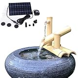 Cugzue Kit De Fuente De Bambú con Bomba, Fuente De Agua De Bambú Multifunción Solar, Fuente Japonesa para Interiores y Exteriores, Bambú Suave Resistente a Las Divisiones,L60cm/24in