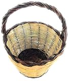 Cesta para la compra de balcón (mediano, normal, grande) de caña con mango trenzado a mano (grande diámetro 40 cm)