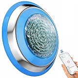 YASBED Luz para Piscina RGB Multicolor 47W Iluminación de Piscinas IP68 Luces Sumergibles Piscina con Bluetooth APP Control Luz LED Impermeable Wall Mounted [AC/DC 12-24V]