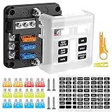 Rovtop Caja Fusibles 12v de 6 Vías, Portafusibles Coche, Circuito Independiente, Indicador LED, Adecuado Para Todas las Modificaciones de Vehículos en el Mercado.