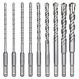 flintronic Broca de Hormigón, Juego de Brocas para Martillo, 9PCS (5mm ~ 16mm) Brocas Cruzadas Broca de Impacto con Martillo Eléctrico SDS-Plus, para Hormigón, Cerámica, Piedra, Metal, Plástico