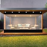 AWSAD Cortinas para Pérgola Transparente Lona Alquitranada Paneles 0,5mm PVC Cortina de Exterior Impermeable con Ojales para Porche,Pérgola,Cabaña (Color : Negro, Size : 1X0.8m)