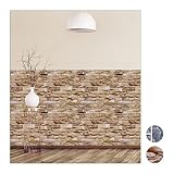 relaxdays Paneles Pared Autoadhesivos, Pack 10, Imitación Piedra 3D, Revestimiento Decorativo, PVC, 50 x 50 cm, Marrón, 55 x 50 cm