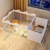 QJM Cercado para Perros, Corral para Gatos, Corralito para Mascotas De Metal, Jaula para Mascotas, Jaula para Perros, Cerca Plegable, Cerca De Alambre De Metal para Jardín con Puerta Y Perrera