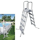 Bestway 58332 - Escalera para piscinas de 132 cm, con plataforma, 1 unidad, Gris