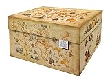Dutch Design Brand Cajas de almacenamiento decorativas con tapa – Tamaño: 38,9 x 31,8 x 21,1 cm – Cartón reciclable certificado FSC (impresión de mapa del mundo antiguo)
