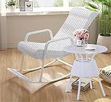 Silla Mecedora Sillón Lactancia Sillones Dormitorio Butacas de Salon Relax Reclinables Sillon Balancin Lectura Mecedoras de Salon Silla de RatáN de PE (Blanco,2)