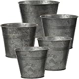Set de 5 maceteros fabricados en acero galvanizado perfectos para decoración moderna y maceteros, maceteros decorativos de zinc para interior y exterior