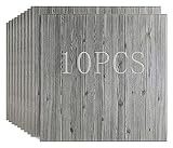 K&F-qianzhi 10 PCS Imitación Madera 3D Papel Pintado Pared, DIY Paneles Decorativos Efecto Madera Pared Autoadhesivo para Cocinas Habitaciones Salon Baño (Color : Gris)