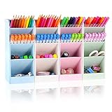 SITAKE Organizador de soporte para bolígrafos, organizador y almacenamiento de lápices de 4 colores, organizador de escritorio grande y accesorios, papelería bonita (4 colores grandes)