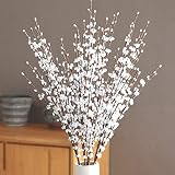 8 piezas de flores artificiales de jazmín de tallo largo de 29.5 pulgadas de tallo largo, ramo de flores falsas, plantas de jazmín sintético para hotel, hogar, oficina, cocina, dormitorio, (blanco)