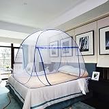 Cama doble con mosquitera emergente, puerta doble con cremallera, carpa portátil, mosquitera de viaje, uso independiente, un compartimento para instalar, adecuado para el dormitorio
