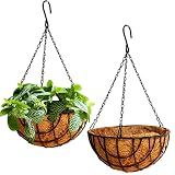 Four Season Garden - Maceteros Decorativos Interior y Exterior Colgantes Pack 2 Macetas Decorativas para Colgar Tiestos Cesta Colgante de Coco para Plantas con Gancho (CO1)