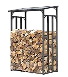 QUICK STAR Metal Chimenea Madera Estante Antracita 130 x 70 x 130 cm Jardín Prinidor Refugio de 1.6 m³ de Madera Almacenamiento apilables Ayuda Exterior