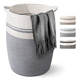 onaEz Cesta Ropa Sucia de algodón Tejida Cesta de Almacenamiento Grande 125L, Cestos almacenaje decorativas, Cesto Colada Plegable con Asa para Juguetes, Ropa, Mantas, Habitación Infantil, Dormitorio